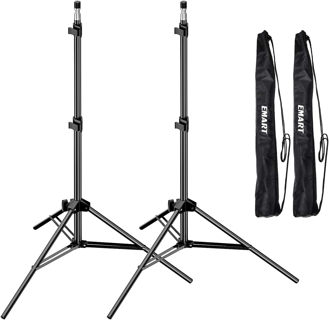 EMART Statief voor Studioverlichting 2,1 meter - 2 Stuks - Zwart