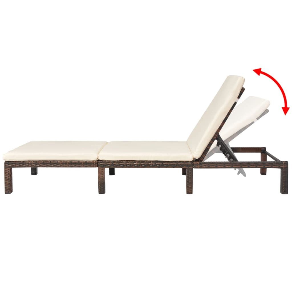 Verstelbaar Ligbed Bruin Poly Rattan - 35% Korting