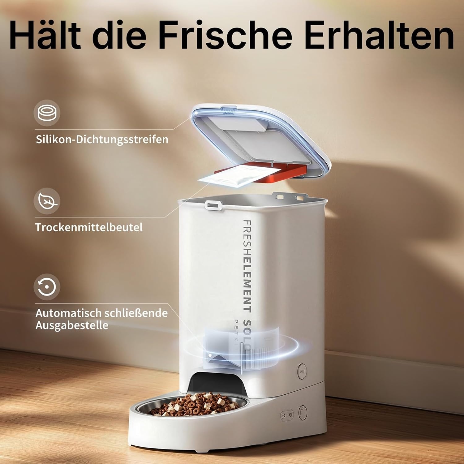 Automatische Voerautomaat 3L Beige - Slimme App Bediening - RVS Bak - 34% Korting