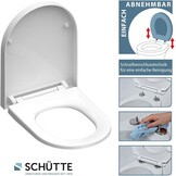 SCHÜTTE Wc-bril D-vorm Duroplast - Softclose en Snelsluiting - Wit - 45,5 x 34,5 cm
