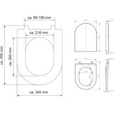 SCHÜTTE Wc-bril D-vorm Duroplast - Softclose en Snelsluiting - Wit - 45,5 x 34,5 cm