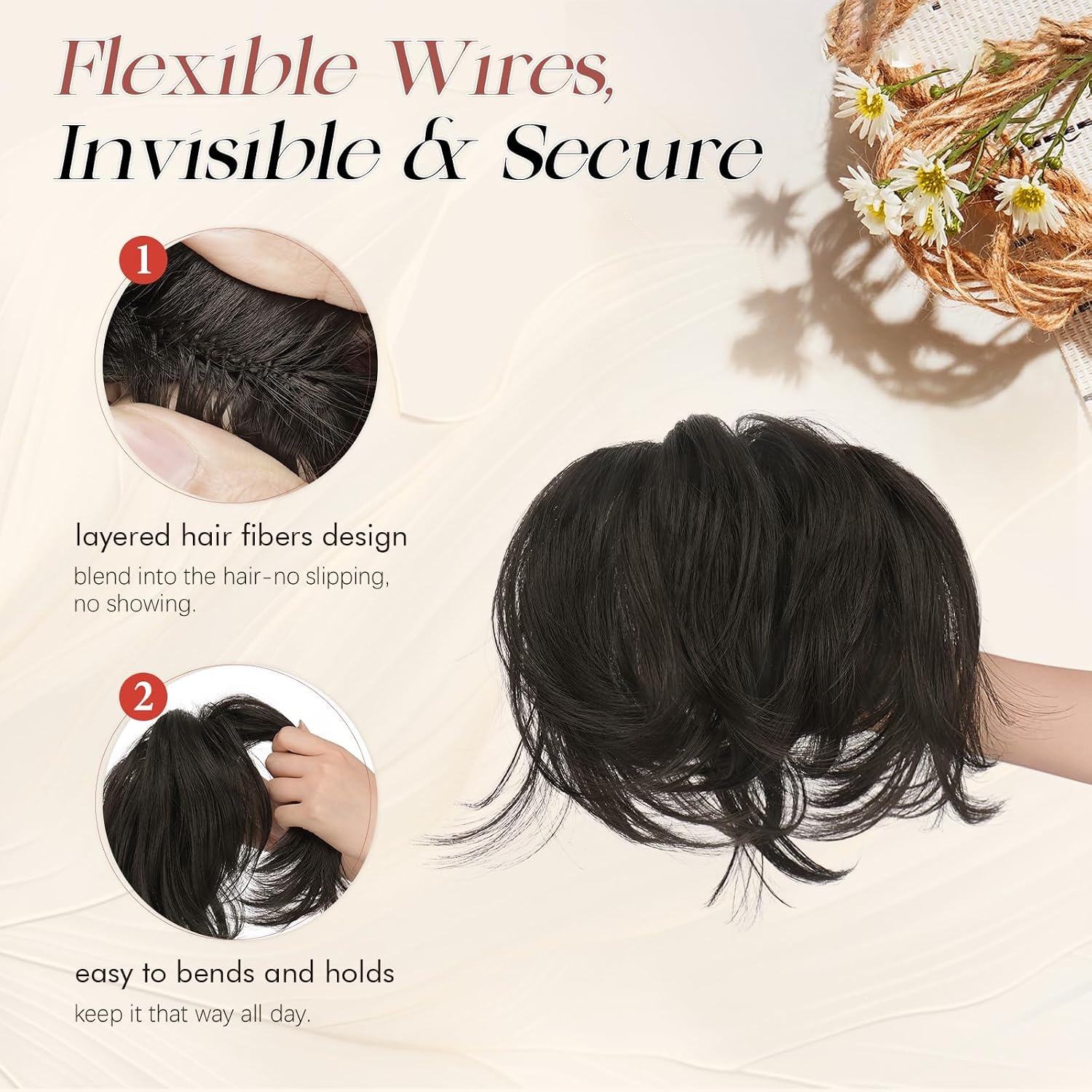 Grijswitte Clip-in Paardenstaart Extensions - Glad Kunsthaar - 30% Korting