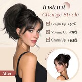 Grijswitte Clip-in Paardenstaart Extensions - Glad Kunsthaar - 30% Korting