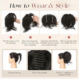 Grijswitte Clip-in Paardenstaart Extensions - Glad Kunsthaar - 30% Korting