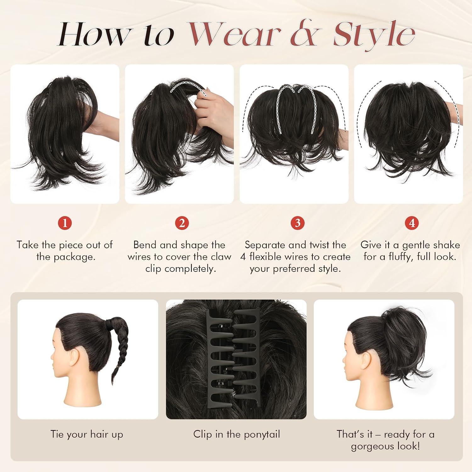Grijswitte Clip-in Paardenstaart Extensions - Glad Kunsthaar - 30% Korting