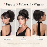 Grijswitte Clip-in Paardenstaart Extensions - Glad Kunsthaar - 30% Korting