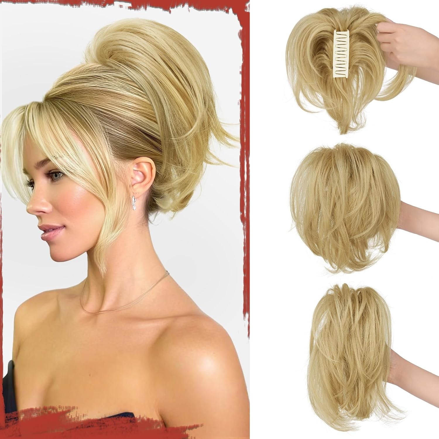 Grijswitte Clip-in Paardenstaart Extensions - Glad Kunsthaar - 30% Korting