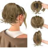 Grijswitte Clip-in Paardenstaart Extensions - Glad Kunsthaar - 30% Korting
