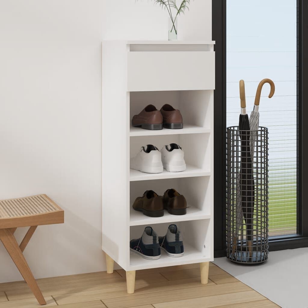 Schoenenkast bewerkt hout wit - 40x36x105 cm - 53% Korting