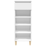 Schoenenkast bewerkt hout wit - 40x36x105 cm - 53% Korting