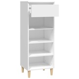Schoenenkast bewerkt hout wit - 40x36x105 cm - 53% Korting