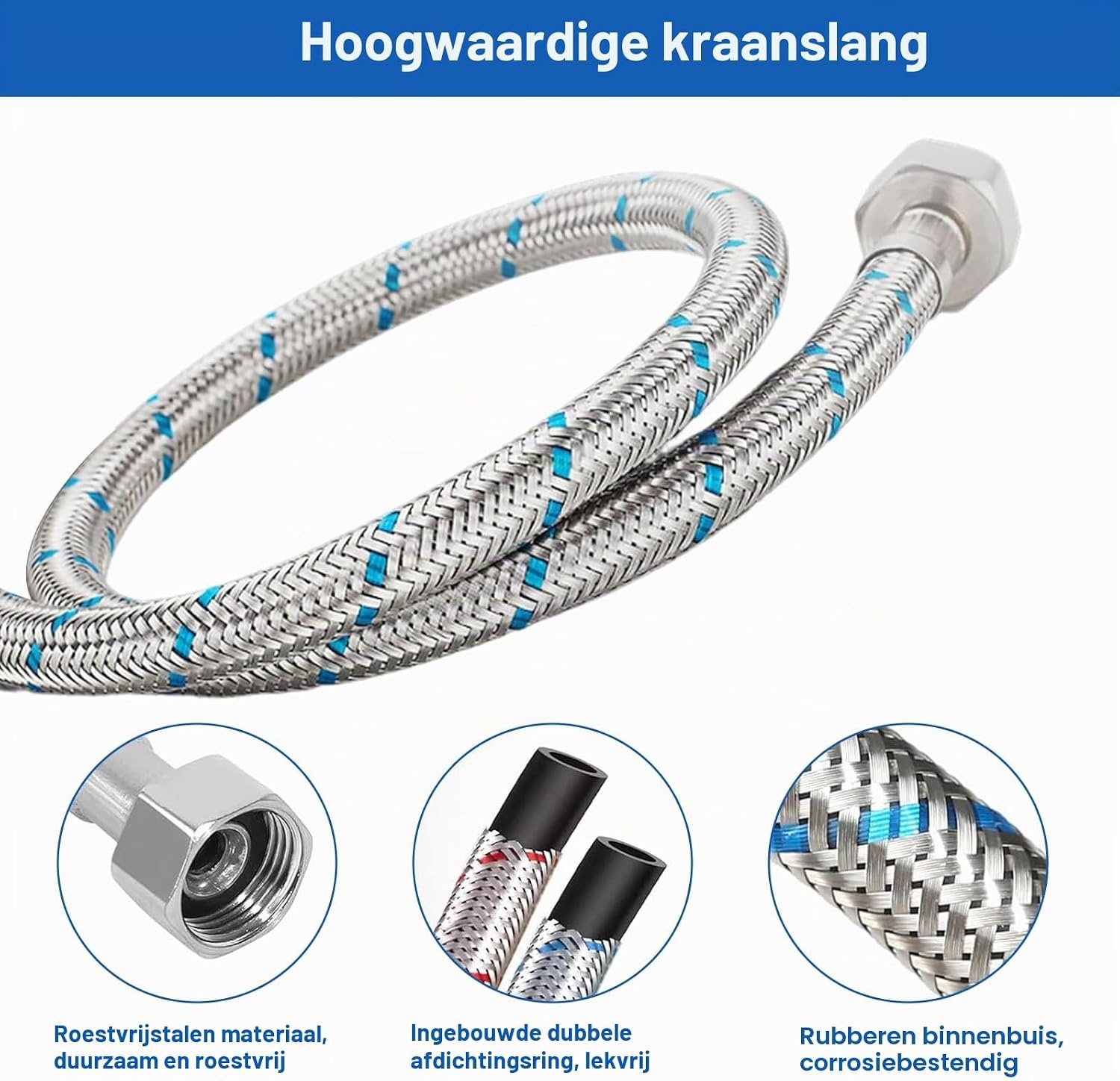 Flexibele RVS Aansluitslangen 80 cm G3/8 x M10 - Set van 2 met 48% Korting