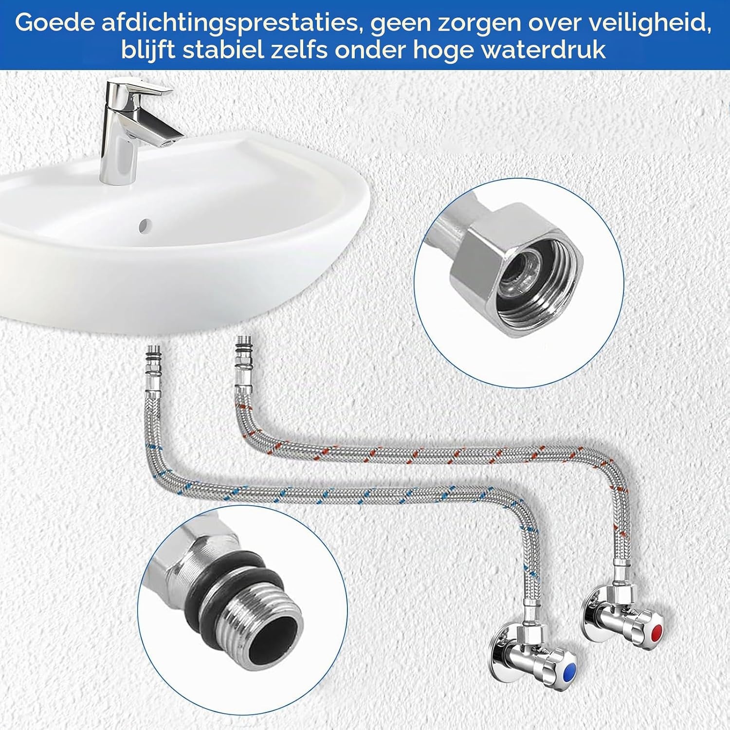 Flexibele RVS Aansluitslangen 80 cm G3/8 x M10 - Set van 2 met 48% Korting