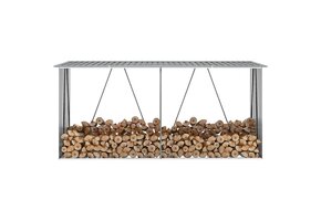 Haardhoutschuur Grijs 330x84x152 cm Verzinkt Staal - 54% Korting!