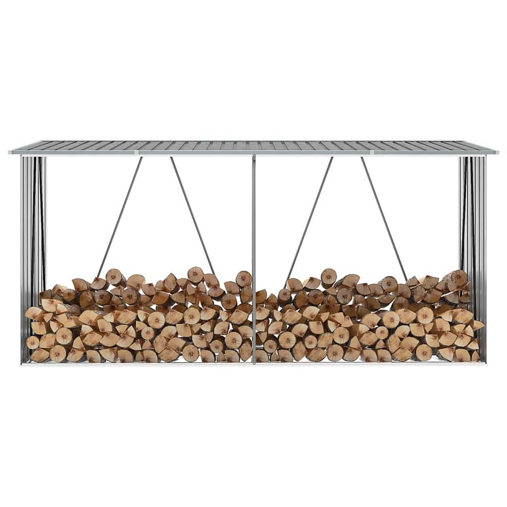 Haardhoutschuur Grijs 330x84x152 cm Verzinkt Staal - 54% Korting!