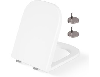 CUQOO Vierkante Toiletbril met Soft-Close en Quick-Release - Wit - 44,5 x 34,5 cm