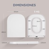 CUQOO Vierkante Toiletbril met Soft-Close en Quick-Release - Wit - 44,5 x 34,5 cm