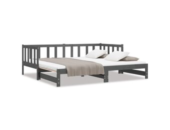 Slaapbank Massief Grenenhout Grijs 2x(90x190) cm - 59% Korting