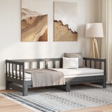 Slaapbank Massief Grenenhout Grijs 2x(90x190) cm - 59% Korting
