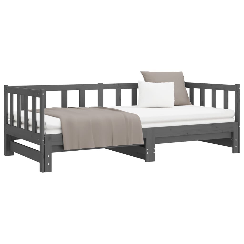 Slaapbank Massief Grenenhout Grijs 2x(90x190) cm - 59% Korting