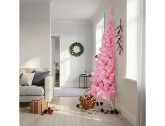 Roze Half Kunstkerstboom 240cm PVC - 58% Korting