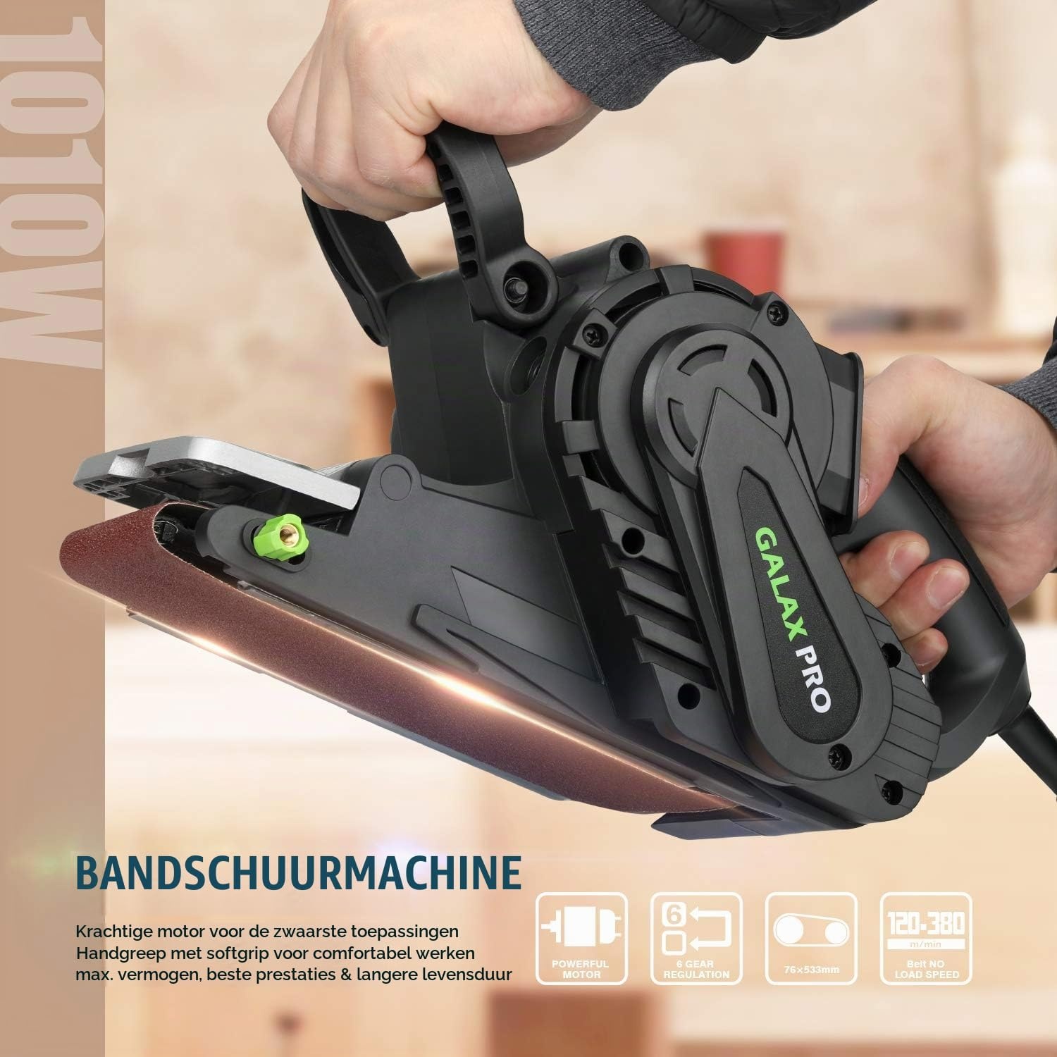GALAX PRO Bandschuurmachine, een 1010W tafelschuurmachine