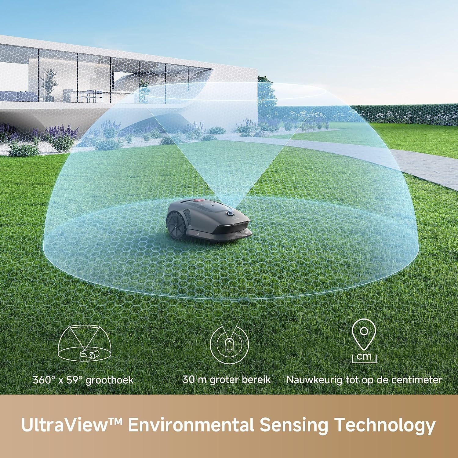 Mova 600 Kit Robotmaaier, Draadloze Installatie en Nauwkeurig in Kaart Brengen tot 800 m², Slimme Obstakelvermijding, App-bediening, U-vormig maaien, Stille werking, Veiligheidswaarschuwingen