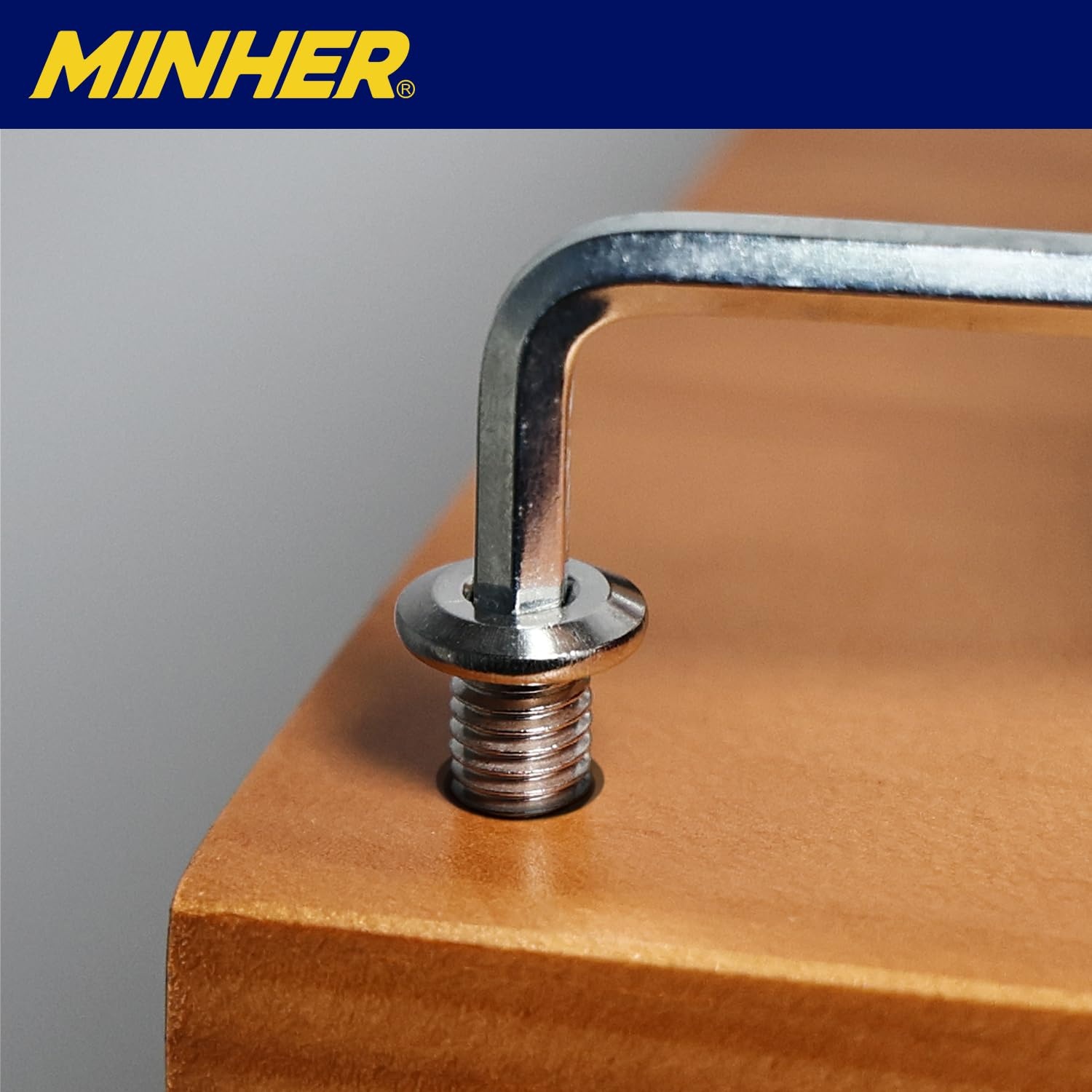 MINHER 10 sets M5 x 8mm schroeven, platte kopschroeven, A2 V2A roestvrijstalen platte kop-inbusschroeven voor meubels (met inbussleutel) - Maat M5 x 8mm