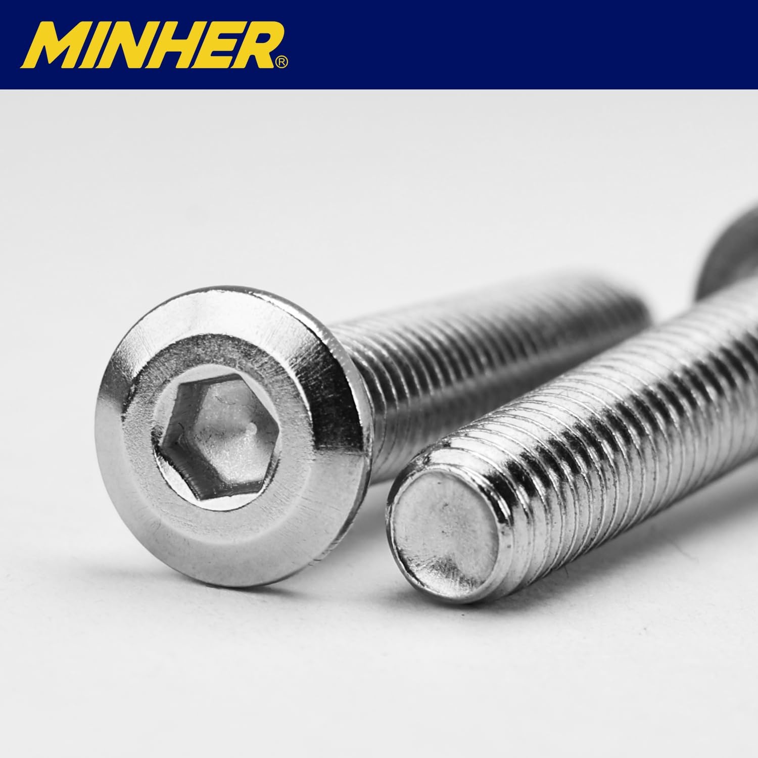 MINHER 10 sets M5 x 8mm schroeven, platte kopschroeven, A2 V2A roestvrijstalen platte kop-inbusschroeven voor meubels (met inbussleutel) - Maat M5 x 8mm