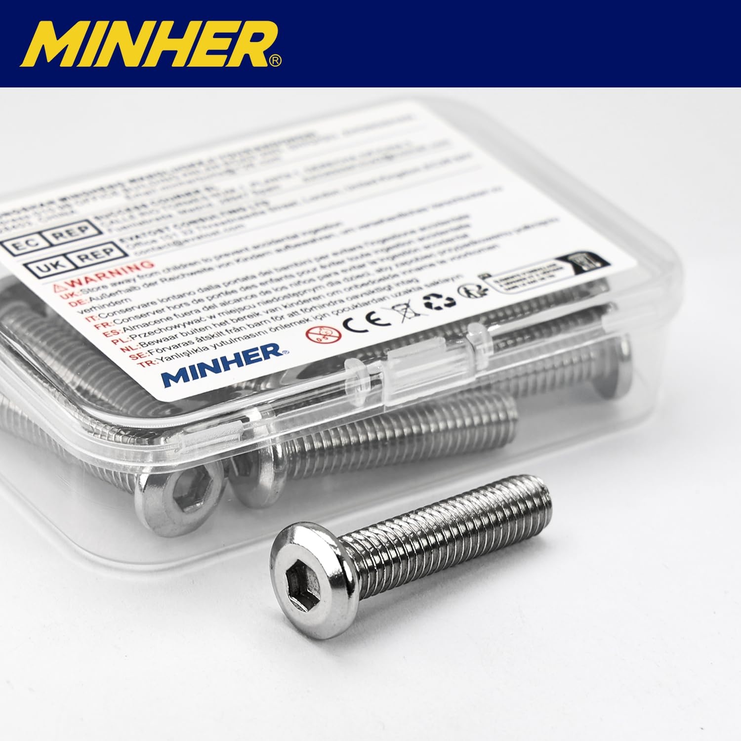 MINHER 10 sets M5 x 8mm schroeven, platte kopschroeven, A2 V2A roestvrijstalen platte kop-inbusschroeven voor meubels (met inbussleutel) - Maat M5 x 8mm