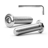MINHER 10 sets M5 x 8mm schroeven, platte kopschroeven, A2 V2A roestvrijstalen platte kop-inbusschroeven voor meubels (met inbussleutel) - Maat M5 x 8mm