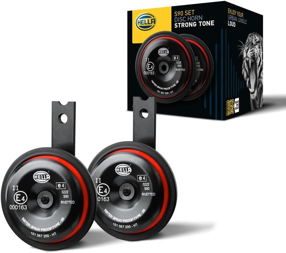 Claxon S90 12V 113dB(A) Rood/Zwart - Geschikt voor Auto's, Bussen & Motoren - 37% Korting