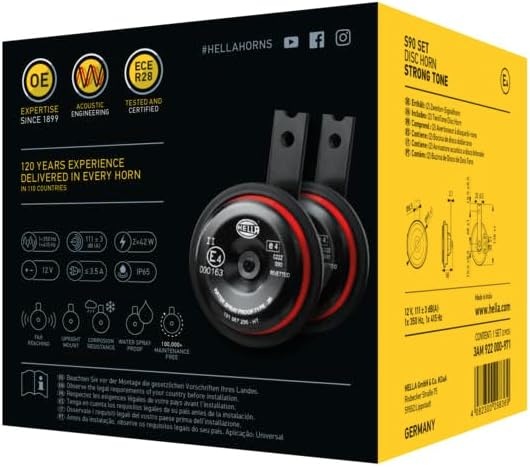 Claxon S90 12V 113dB(A) Rood/Zwart - Geschikt voor Auto's, Bussen & Motoren - 37% Korting