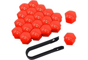 Rode Wielmoerafdekkingen 17mm Auto - 20 Stuks met Gereedschap (51% Korting!)