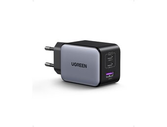 65W GaN Snellader, 3 Poorten, Zwart/Grijs, S - 32% Korting