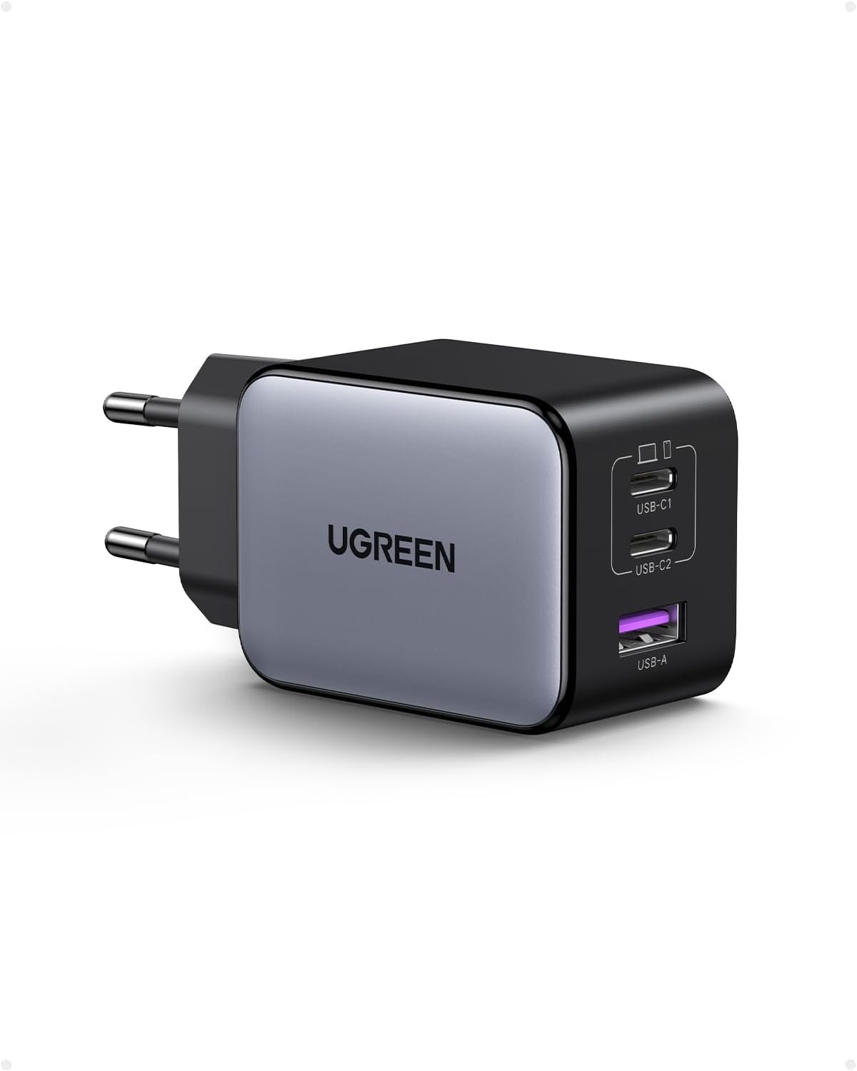 65W GaN Snellader, 3 Poorten, Zwart/Grijs, S - 32% Korting