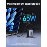 65W GaN Snellader, 3 Poorten, Zwart/Grijs, S - 32% Korting