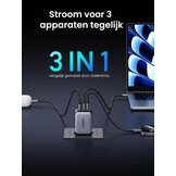 65W GaN Snellader, 3 Poorten, Zwart/Grijs, S - 32% Korting