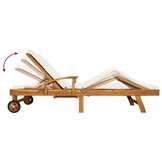Teakhouten Ligstoel met Verstelbare Rugleuning & Zijtafel - 35% Korting