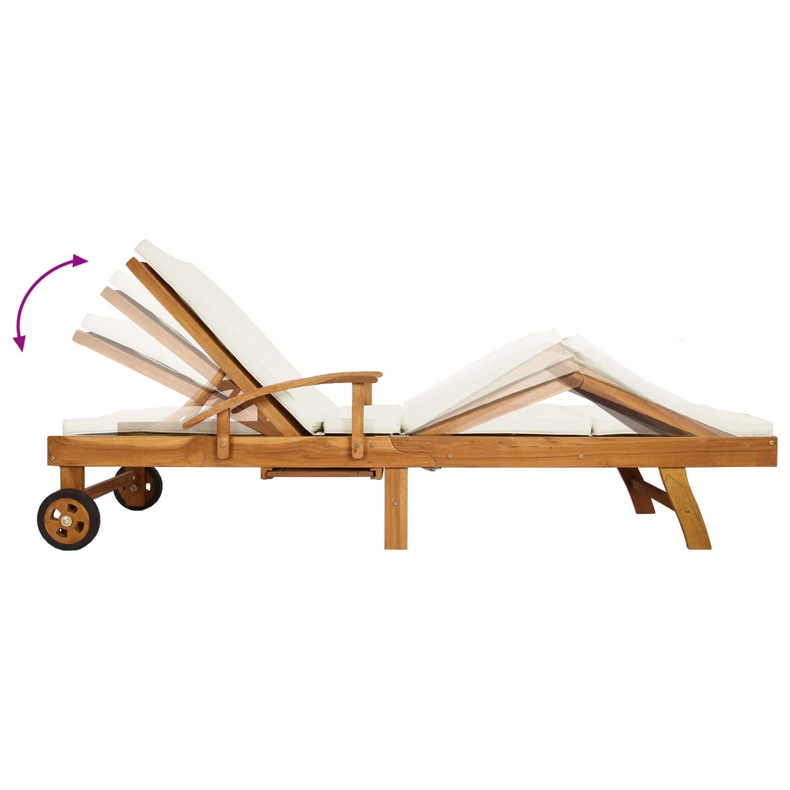 Teakhouten Ligstoel met Verstelbare Rugleuning & Zijtafel - 35% Korting