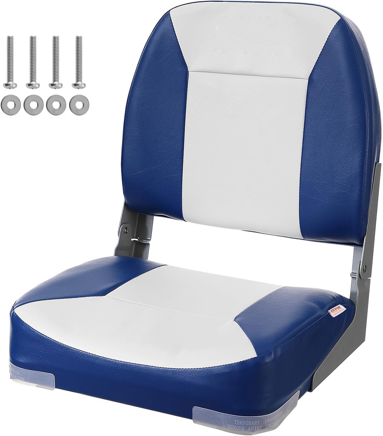 VEVOR Opvouwbare bootstoel, zitting voor boten met lage rugleuning, bekleding van schuim met hoge dichtheid, waterdichte bootstoel voor cruises in de motorboot, visboot, 48,5 x 41 x 48 cm