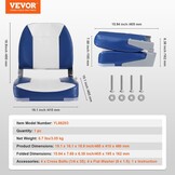 VEVOR Opvouwbare bootstoel, zitting voor boten met lage rugleuning, bekleding van schuim met hoge dichtheid, waterdichte bootstoel voor cruises in de motorboot, visboot, 48,5 x 41 x 48 cm