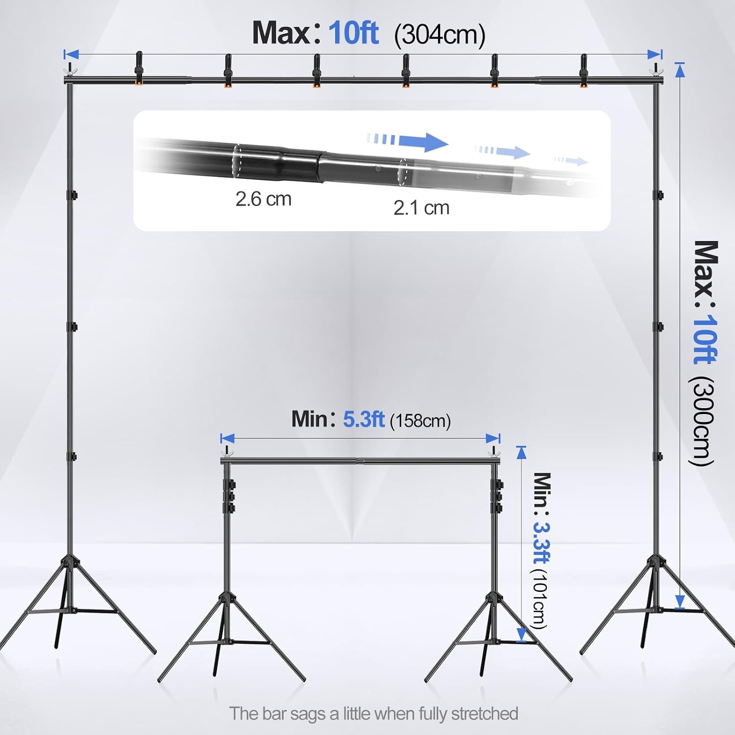 Verstelbare Fotostudio Achtergrondstandaard 3x3m - 34% Korting