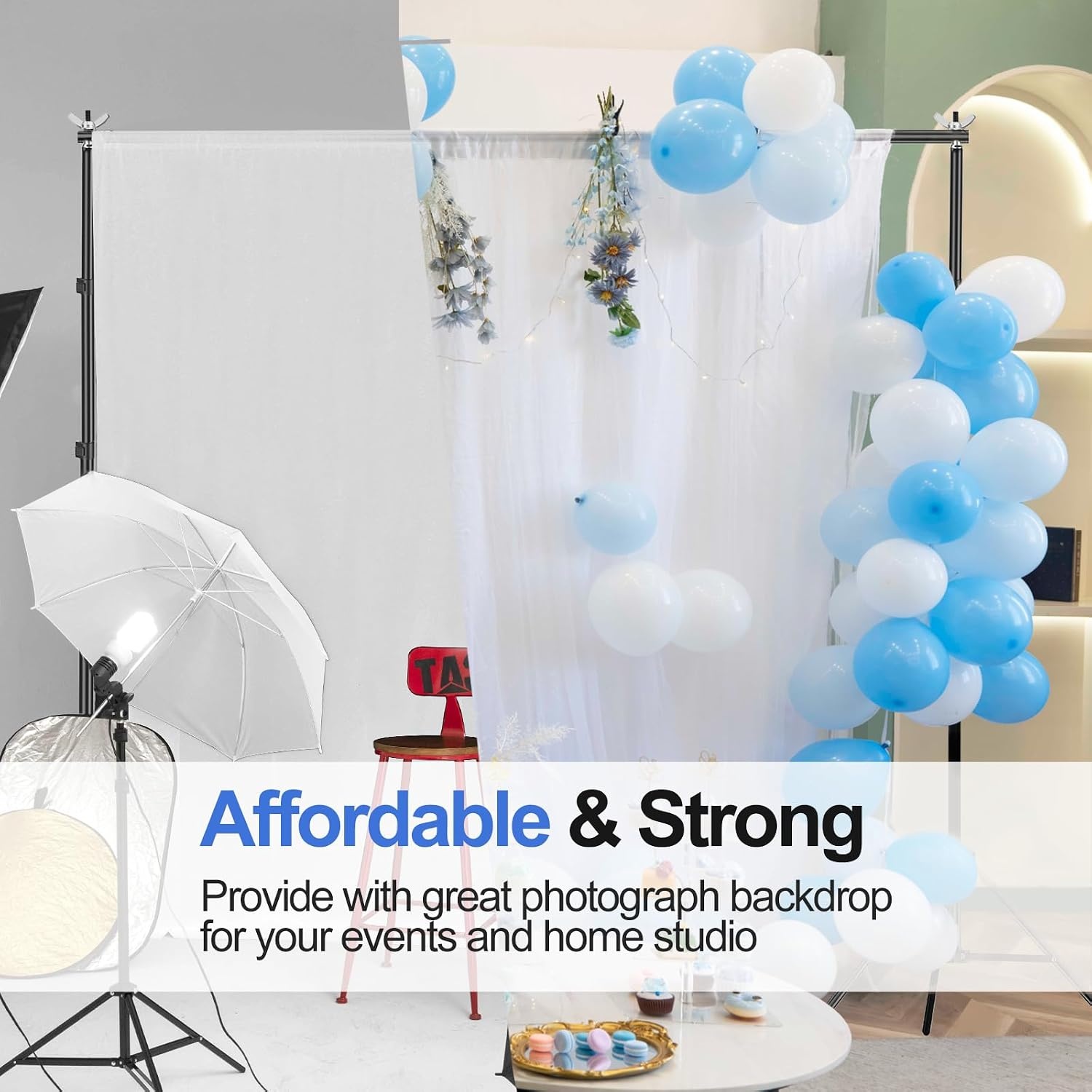 Verstelbare Fotostudio Achtergrondstandaard 3x3m - 34% Korting