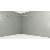 Erica Hoekdouchegordijnstang 140 x 140 cm - 100% Roestvrij - Wit