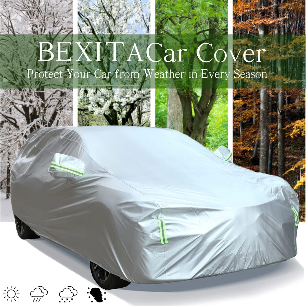 Auto Cover SUV Waterdichte Volledige auto Cover voor autos All Weather Stofdicht Winddicht Sneeuwdicht UV-bescherming Outdoor Indoor Volledige auto Cover Fit voor SUV Lengte (tot 485cm)