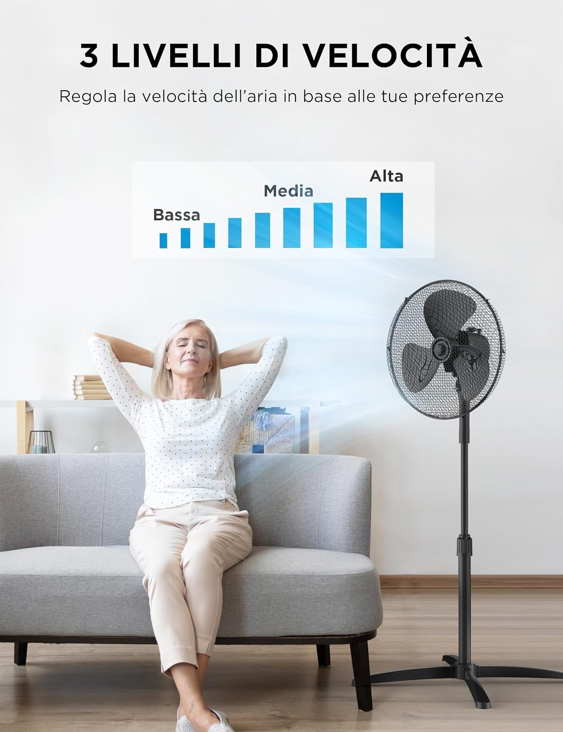 Vloerventilator 40 cm | 3 standen | Zwart | 32% Korting