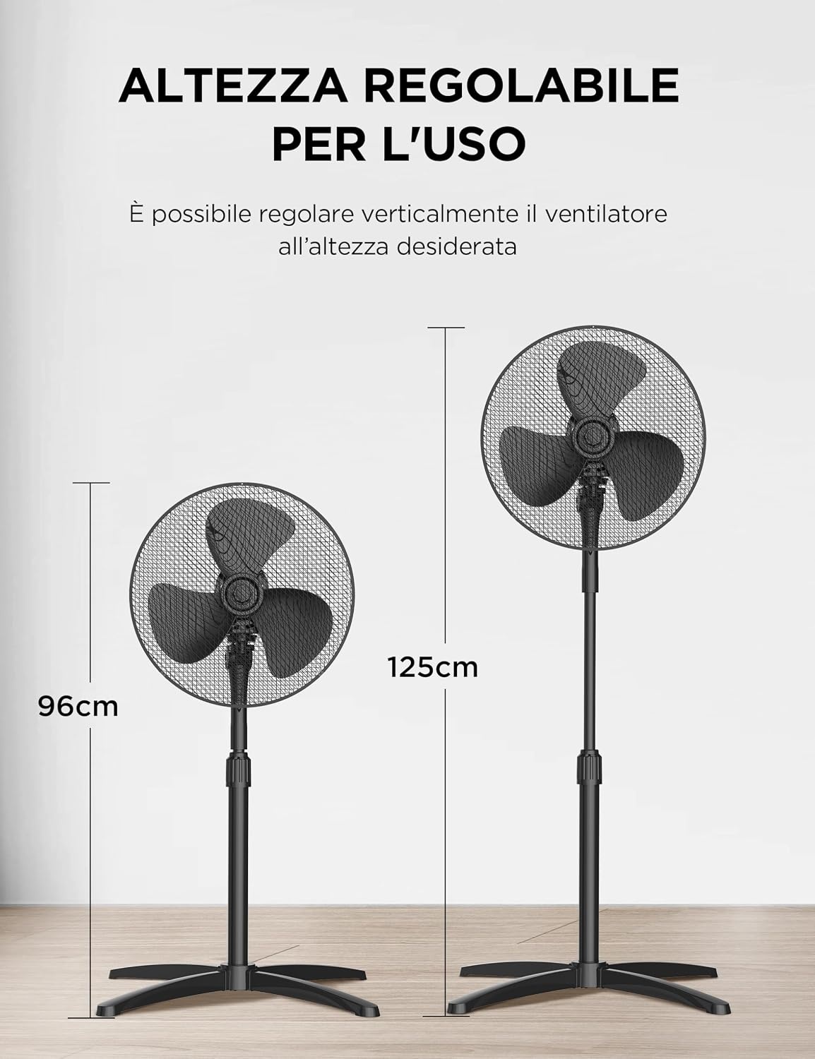 Vloerventilator 40 cm | 3 standen | Zwart | 32% Korting