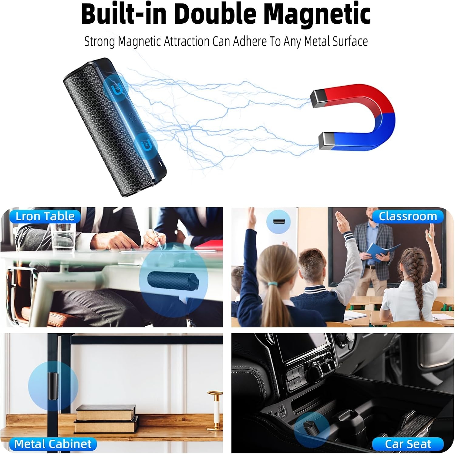 Magnetische spraakrecorder, audio-opnameapparaat met drievoudige ruisonderdrukking. Digitale spraakgestuurde recorder met afspelen, 750 uur opslag en 600 uur batterijtijd voor klasse (64GB zwart)