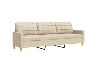 Driezitsbank Crème Stof 210 cm - 35% Korting
